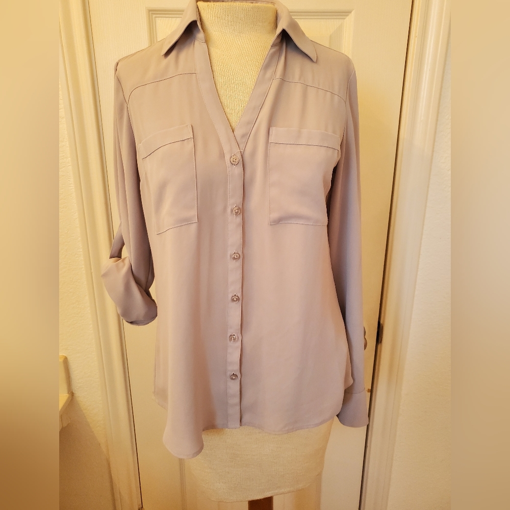 Express Light Gray Portofino Shirt - Small